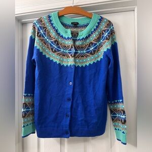Talbots Classic Blue Patterned Cardigan Sweater Sz Smsll 
Casual, Work